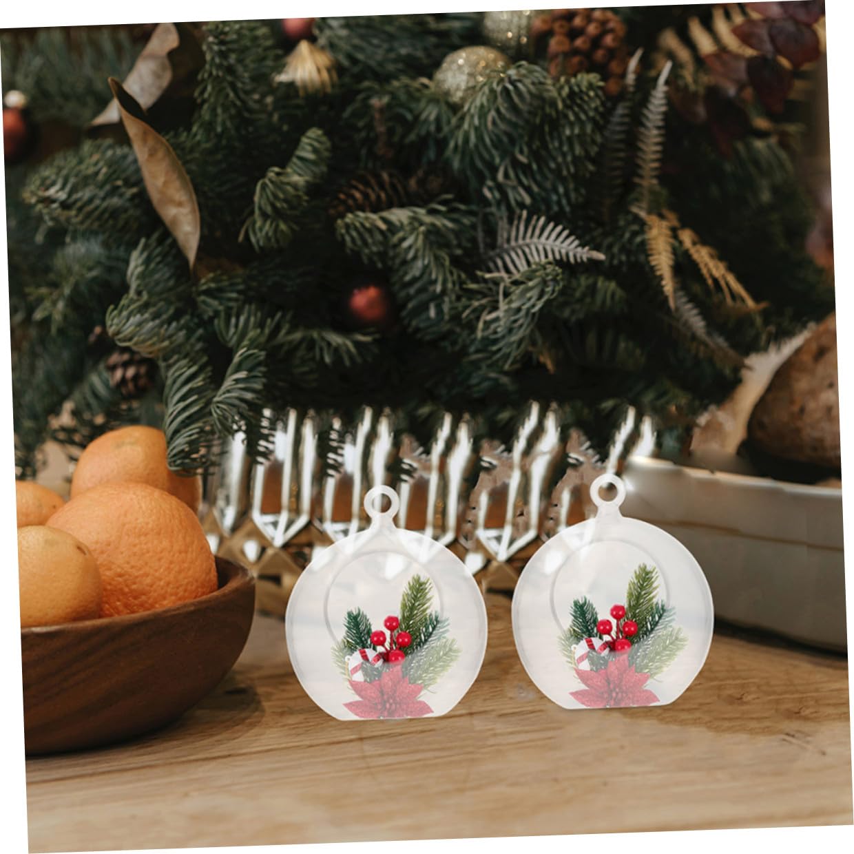 Lot de 20 Boules de Décoration de Noël Transparentes 8 CM à Remplir Boules Creuses en Plastique Incassable Ornements Suspendus pour Décorations DIY Mariage Anniversaire et