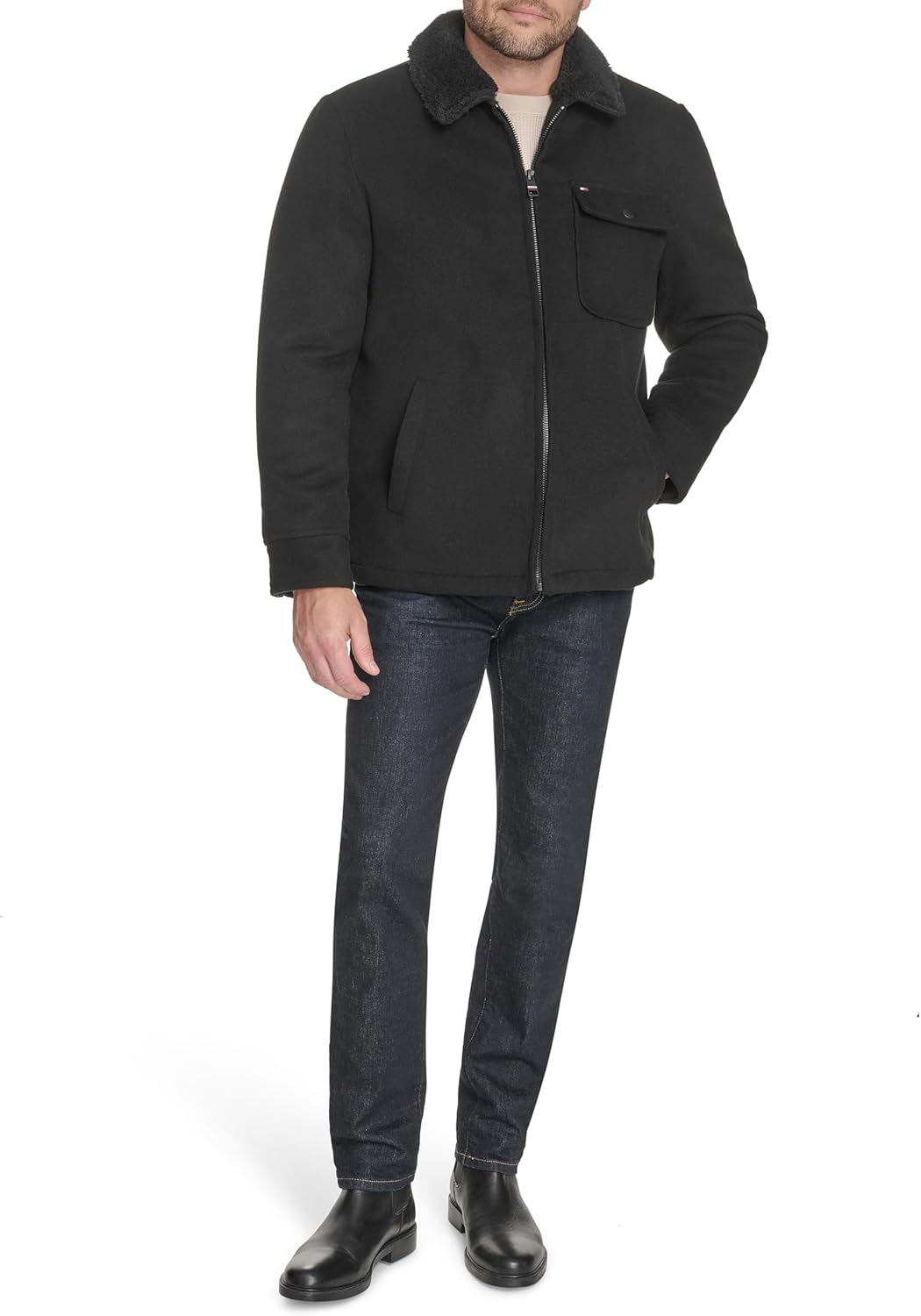 Tommy Hilfiger mens Wool Blend Jacket With Sherpa Collar - Image 2