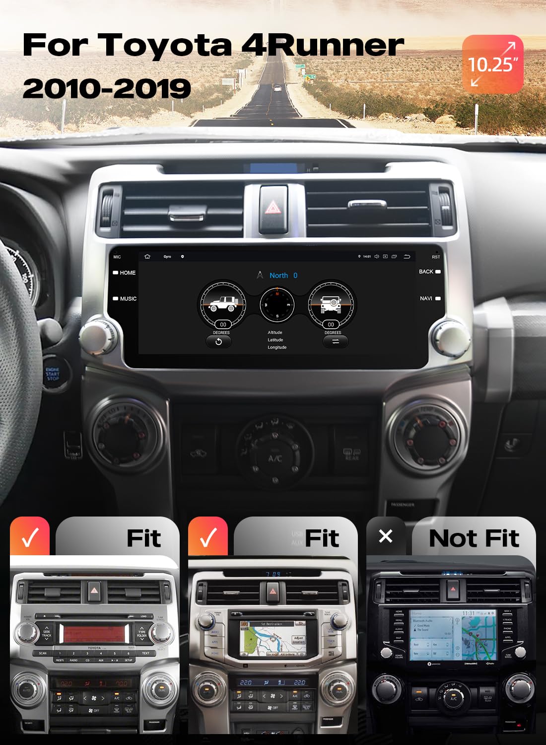 Dasaita 8GB+256GB Car Radio for 2010-2019 Toyota 4Runner Upgrade, 10.25