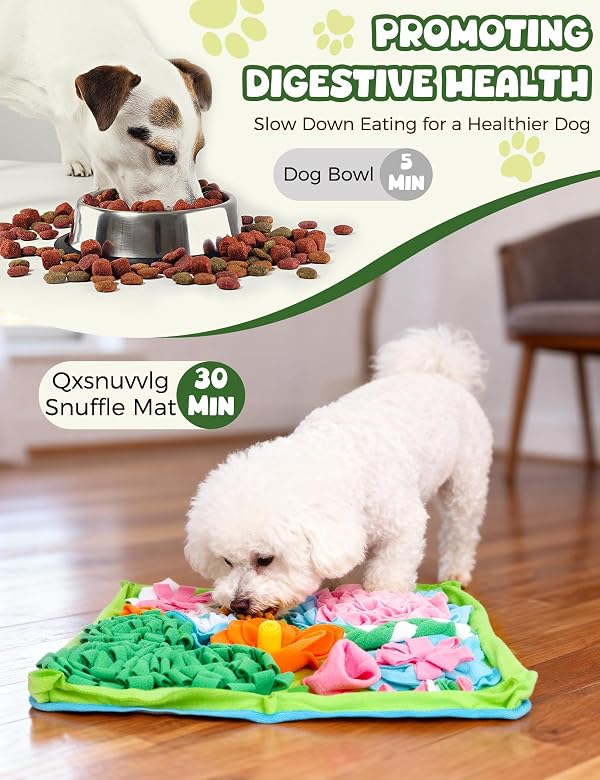 Qxsnuvvlg Snuffle Mat for Dogs, Slow Feeding Game Interactive Puzzle Dog Food Mat,Encourage Natural Foraging Skill-Dog Snuffle Mat 19.7''x19.7''Easy to Clean, Durable by Qxsnuvvlg - Image 4