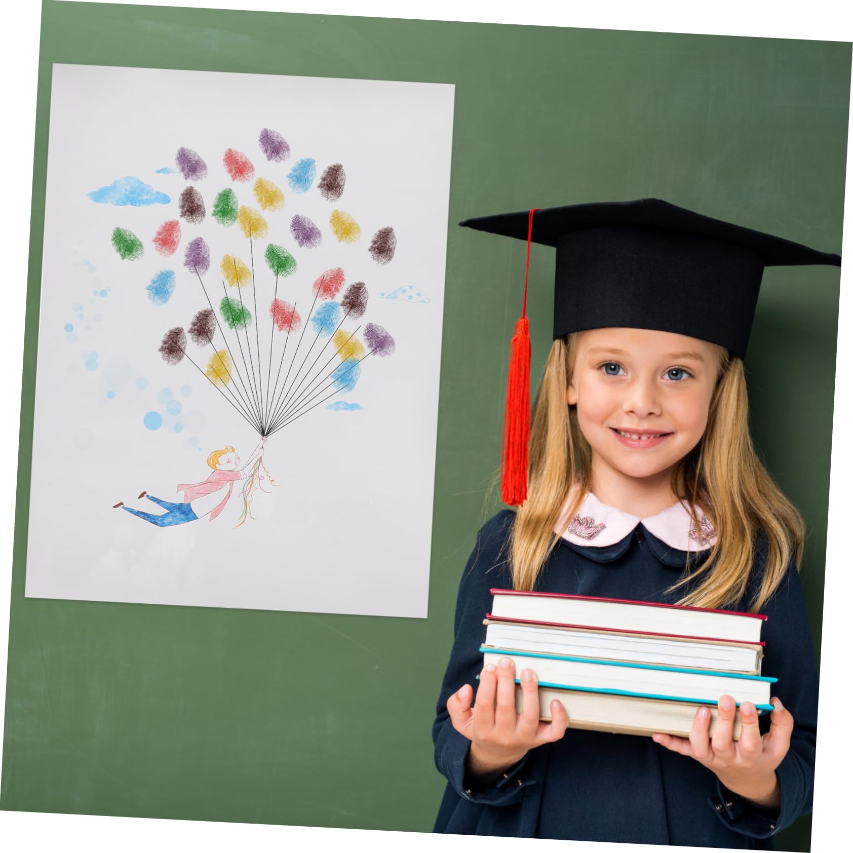 IMIKEYA 4 Stück Fingerabdruck Gästebuch DIY Fingerprint Balloon Hochzeitsdekor Kreatives Signierbild für Hochzeiten Geburtstage und Besondere Anlässe zur Erinnerung