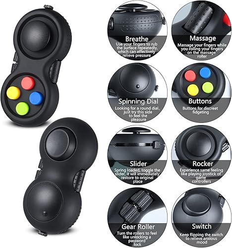 Miniatura 9 de 4 almohadillas controladoras de juego para ansiedad, llavero para adultos y adolescentes, mini cámara de mano, cubo para aliviar la ansiedad y el