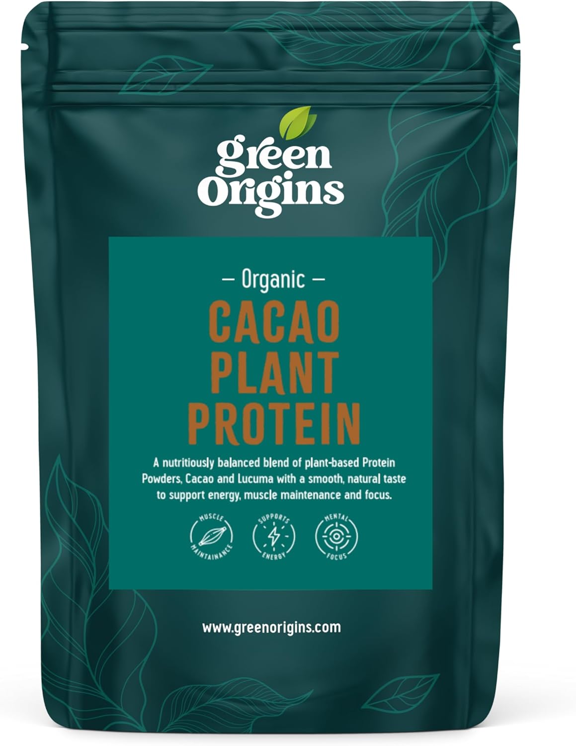 Green Origins Organic Super Cacao Plant Protein Powder| 66% Protein | 10 Servings, 300g | Vegan, Dairy Free, Gluten Free, No Added Sugar