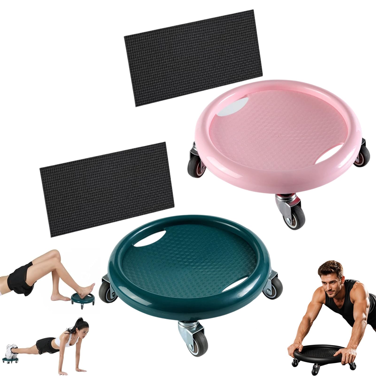 Abdominal Roller Wheel Disc with Knee Mat, 4-Wheel Ab Machine for Home