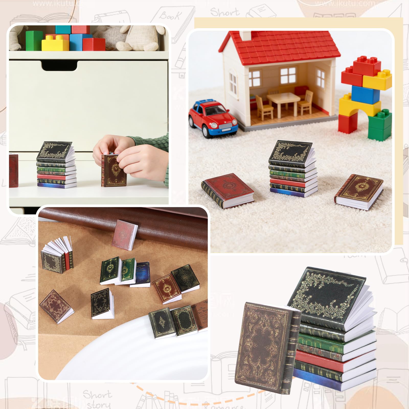 24 Piezas Miniatures Libros para Casa De Muñecas, 1:12 Mini Modelo de Libros, Accesorios de Decoración para Dormitorio y Biblioteca de Casa de Muñecas — view 6