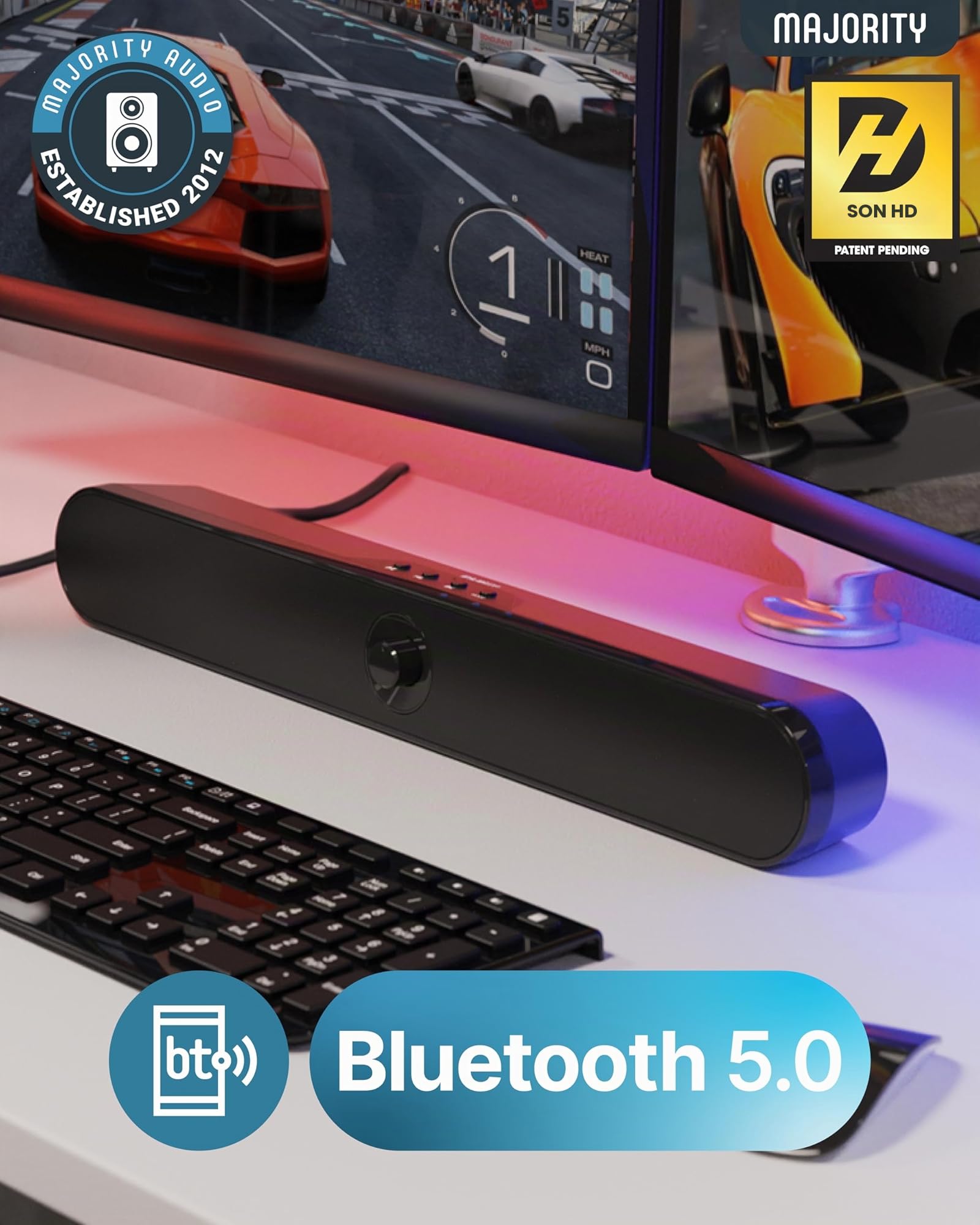 Barre de son Atlas 20W Bluetooth USB AUX portable pour PC TV moniteur