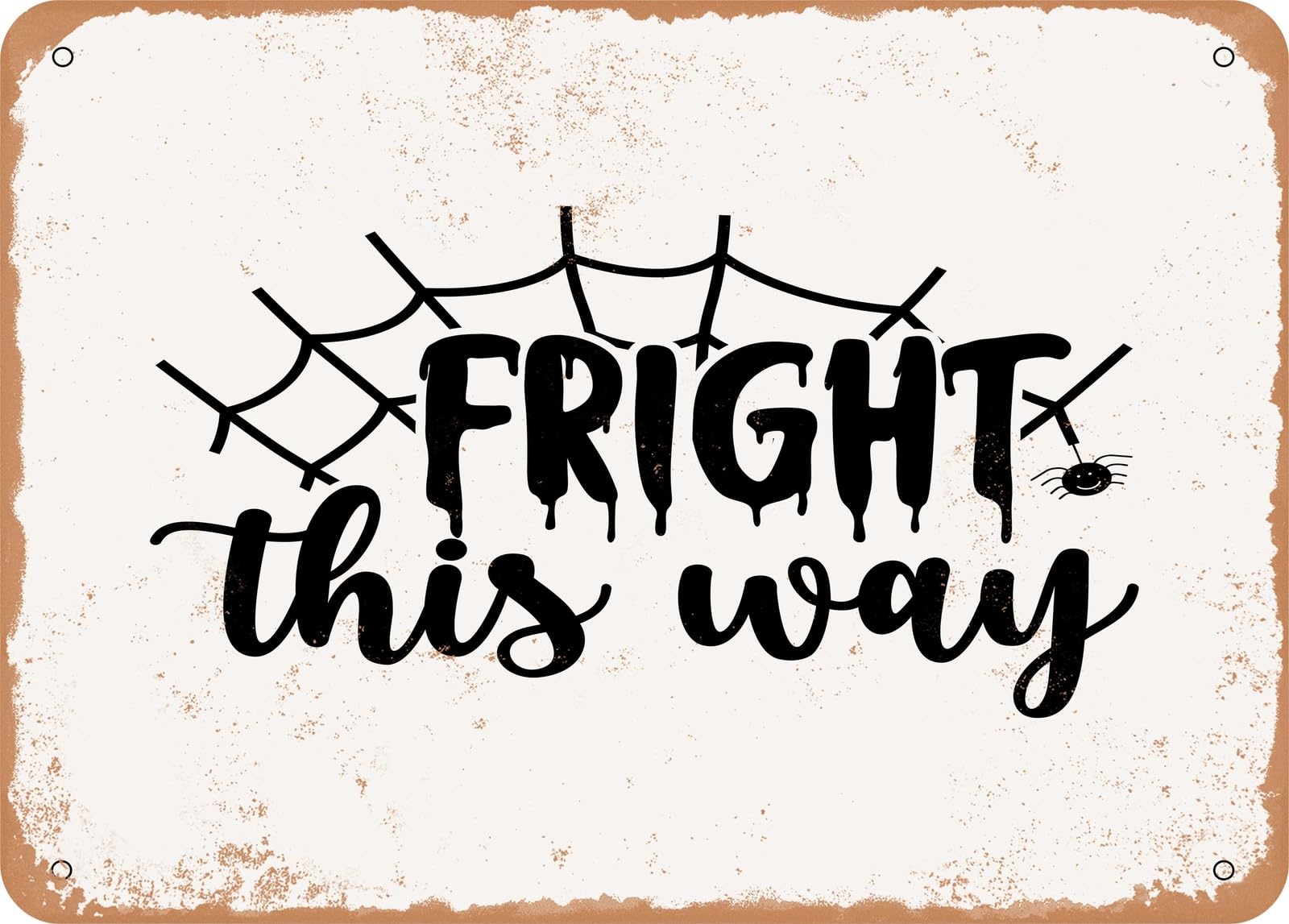 Miaomansenstore Metal Sign - Fright This Way - Vintage Look Sign Home Decor