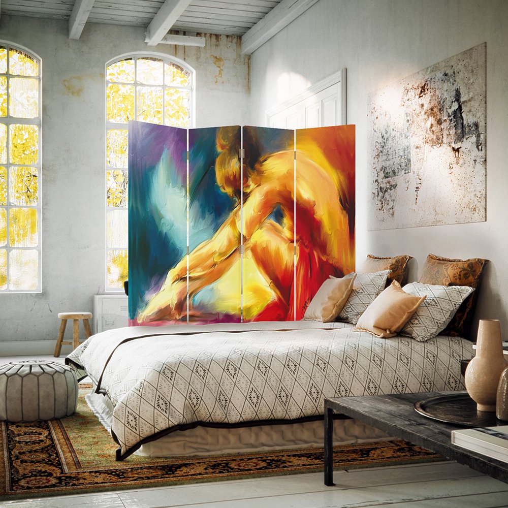 Paravent Femme Séparateur à Inversion de Sens Rouge 145x180 cm