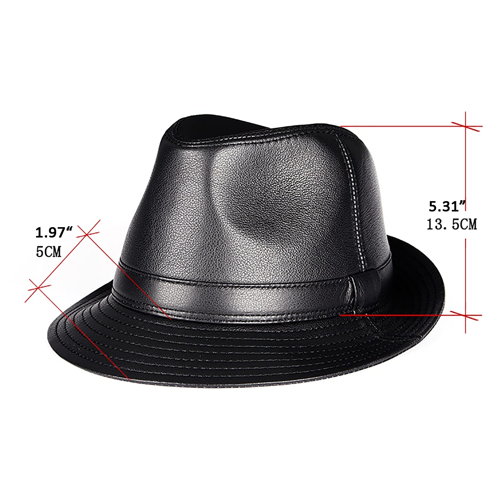 Sombreros de invierno, cuero de jazz cuero fedora sombrero para hombre otoño caballeros sombrero 56-60 cm