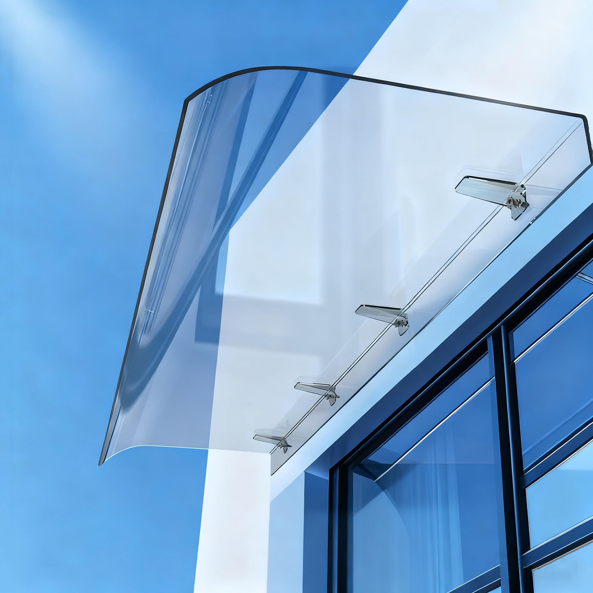 Pensilina Curva Trasparente in Policarbonato - Tettoia per Porta e Finestra, Copriporta Antipioggia, Resistente ai Raggi UV e Agenti Atmosferici, Spessore 3,5 mm 50x260cm