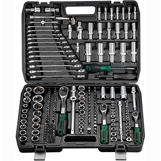 216pcs Car Tool Kit Ratchet Socket Wrench Sets,Wrench And Socket Set,72 Tooth Reversible Ratchet Wrench with Universal Joint And Extension Bars,Mechanics wrench Tool Set for Automotive