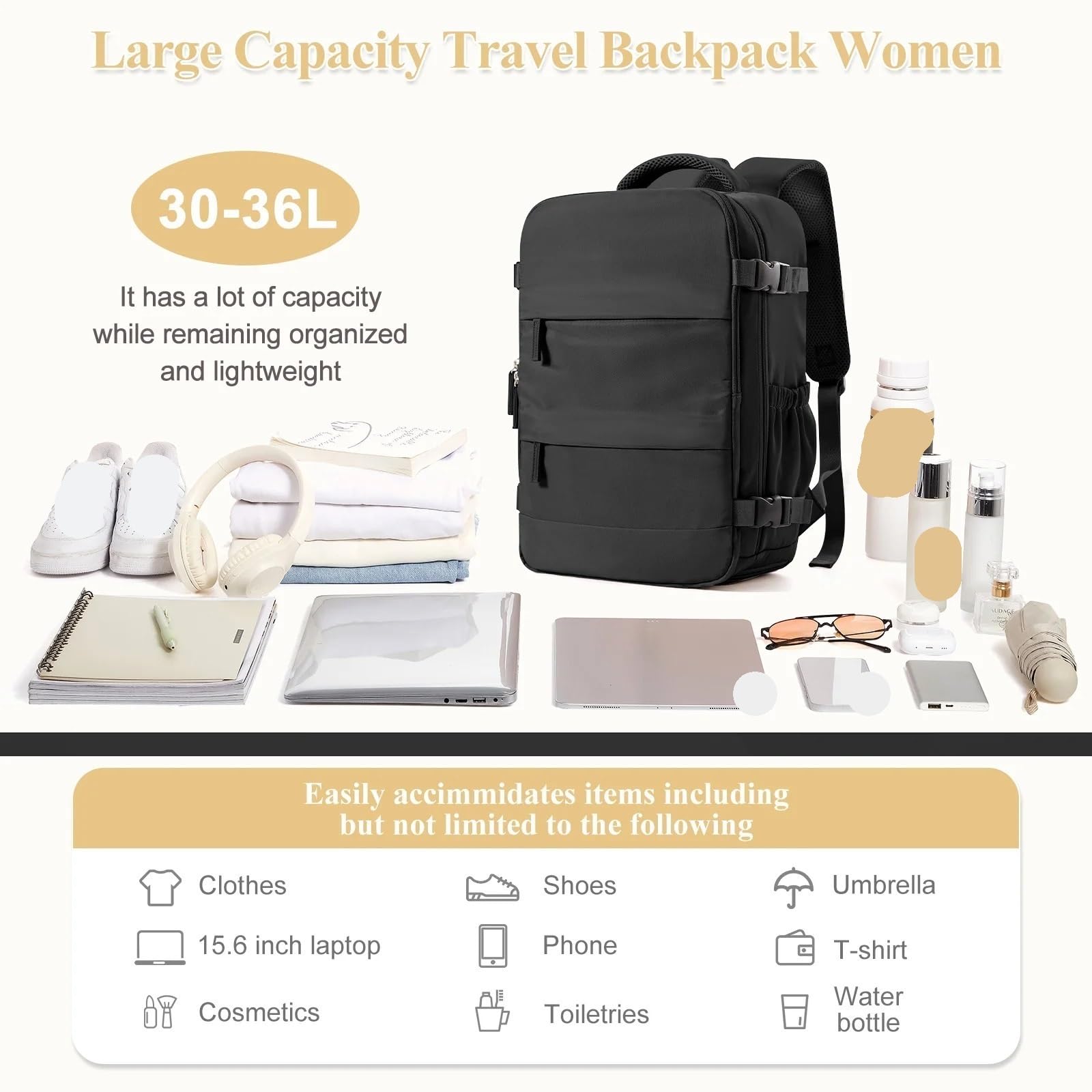 Handgepäck Rucksack Business-Laptop-Rucksack, Weekender-Tasche, Tagesrucksack mit großem Fassungsvermögen, Wanderrucksack, Flugzeug-Rucksack, Handgepäck-Rucksack