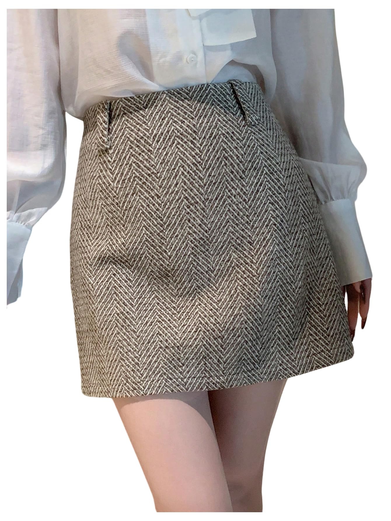 MakeMeChic Womens Fall Work Office Mini Skirt High Waisted Skinny A Line Short Skirts