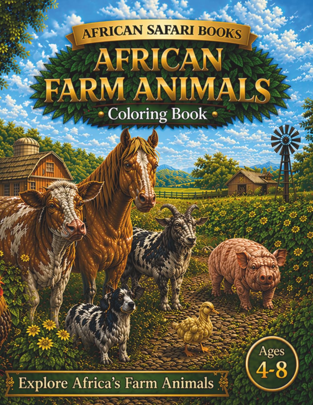 African Farm Animals Coloring Book: Discover Africa's Farm animals (African Safari Adventures Coloring Books)