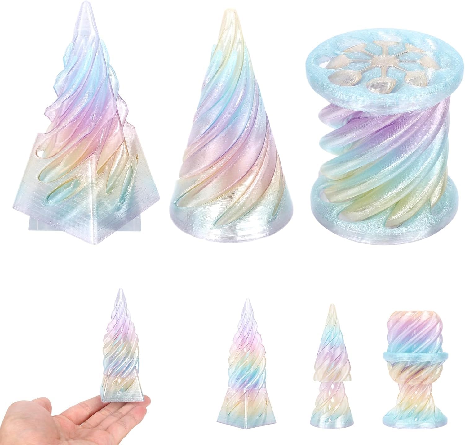 BOXOB 3pcs Impossible Cone Fidget Toys, 3D Printed Pyramid Passthrough Fidget Toys Set Spiral Cone Mini Vortex Thread Illusion Toy Desk Decor Stress Relieving Novelty Gifts for Kids Adults Friends