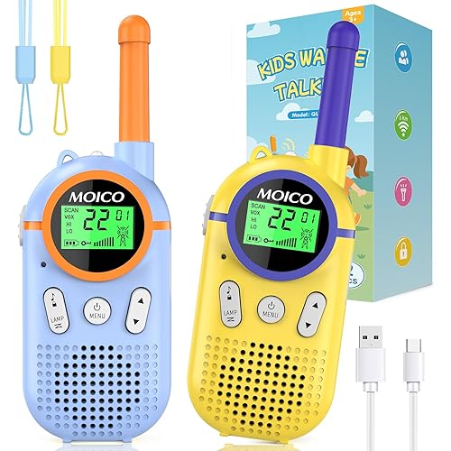 MOICO Toys for 3-12 Year Old Boys Girls,Rechargeable Long Range Walkie Talkies for Kids with 22 Channels,3 4 5 6 7 8 Year Old Kids Gift, Perfect for Outdoor Camping,Hiking,Christmas and Birthday