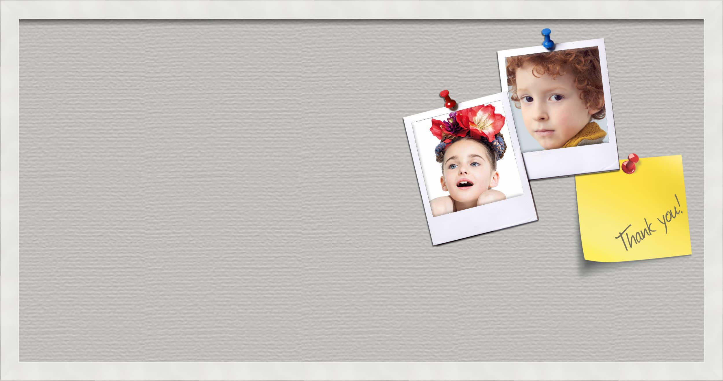 PinPix 36x18 inch Cork Bulletin Board. This Decorative Framed Pin Board Comes with Light Stone Design and Satin White Frame. Ideal for Home, Office