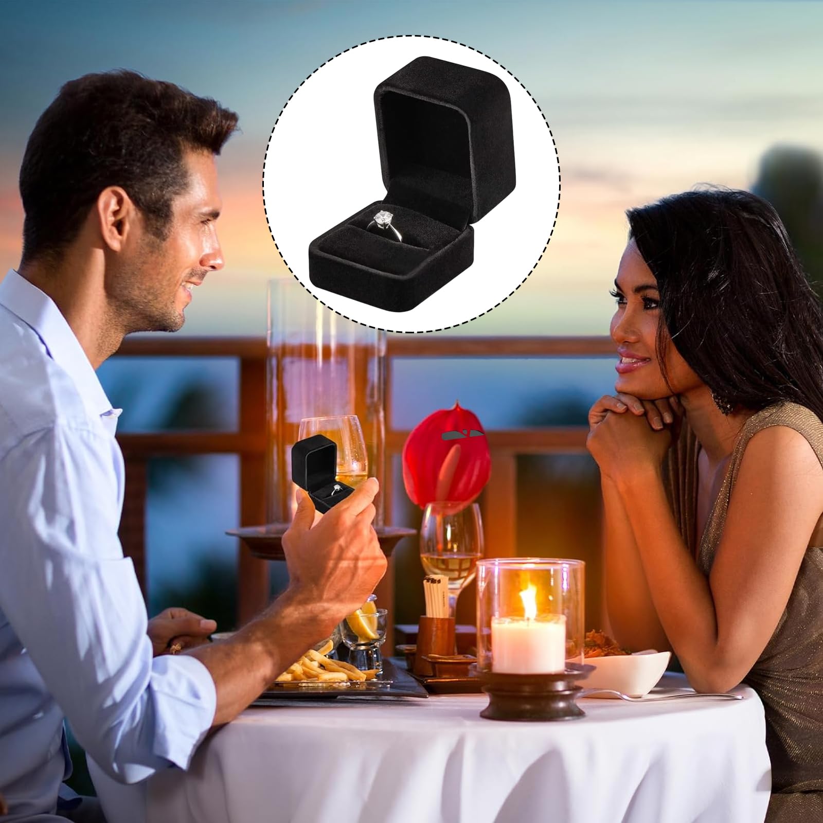 2 Piezas Caja Anillo Joyero Pequeño Cuadrada 5.5 * 5.5 * 4cm Cajas Anillos Caja Anillo Compromiso Mini de Sola Ranura para La Ceremonia de Boda de La Propuesta de Compromiso (Ranura única)