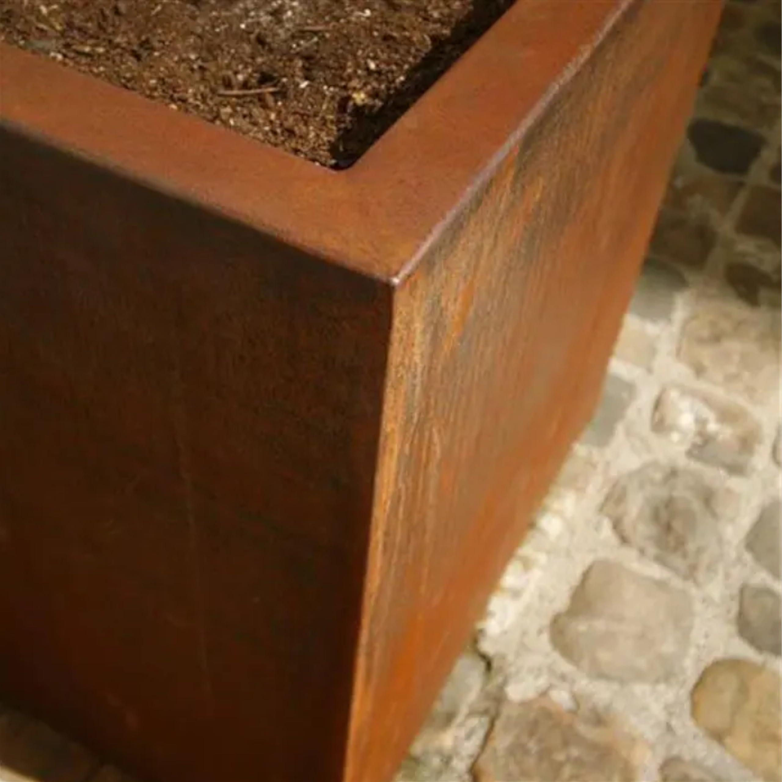Adezz Pflanzgefäß Carrez mit Rollen aus Corten-Stahl Pflanzkübel 50x50x50 cm