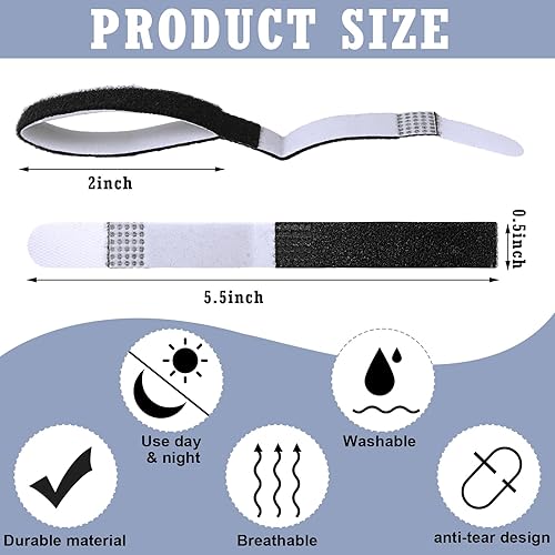 Miniatura 2 de TrelaCo Paquete de 20 correas negras Buddy para dedos, cinta antideslizante para dedos rotos con gancho y bucle acolchado, lavables, reutilizables,