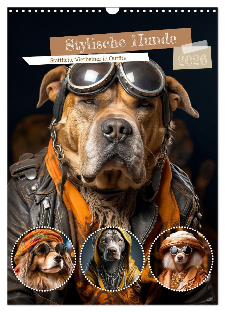 Stylish dogs UK-Version (Wall Calendar 2026 DIN A3 Portrait), CALVENDO 12 Month Wall Calendar — image 1