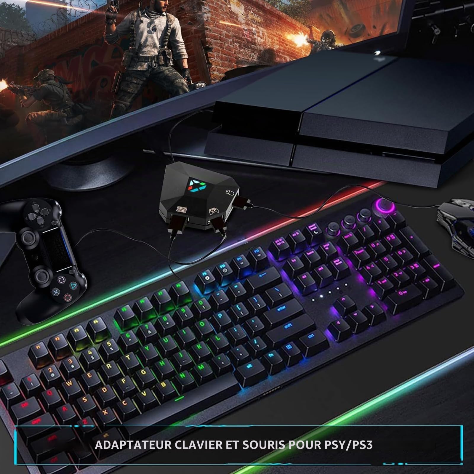arVin Adaptateur clavier et souris pour Nintendo Switch, convertisseur clavier et souris filaire pour PS4/PS3/Xbox One/Xbox 360 Console, adaptateur supportant le mappage personnalisé