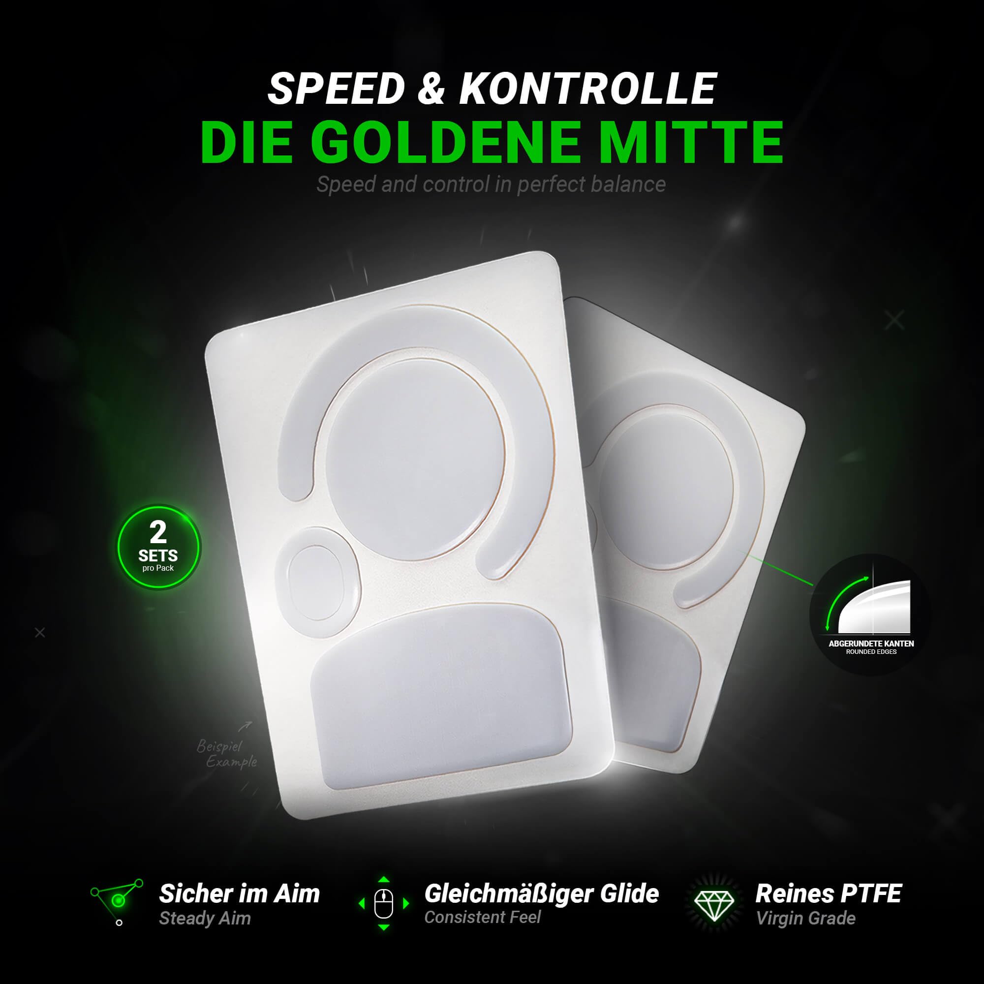 SensoryBoost DPS Glides Per Razer DeathAdder V2 PRO (2 Set) - Piedini Mouse In PTFE 0,8 Mm Con Bordi Arrotondati Per Massima Velocità