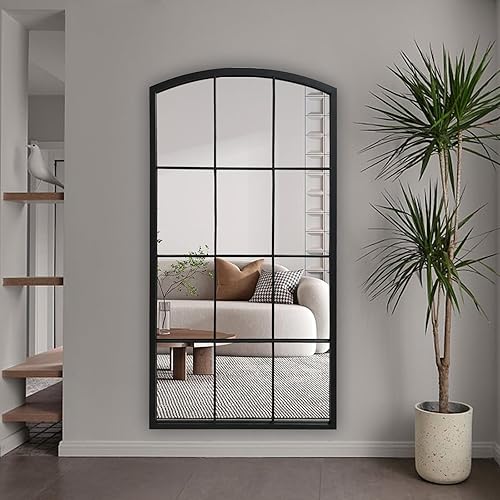 Miniatura 7 de WAMIRRO Espejo alto para ventana, espejo de pared arqueado de granja, espejo de longitud completa para chimenea, entrada, pasillo, sala de estar, 24