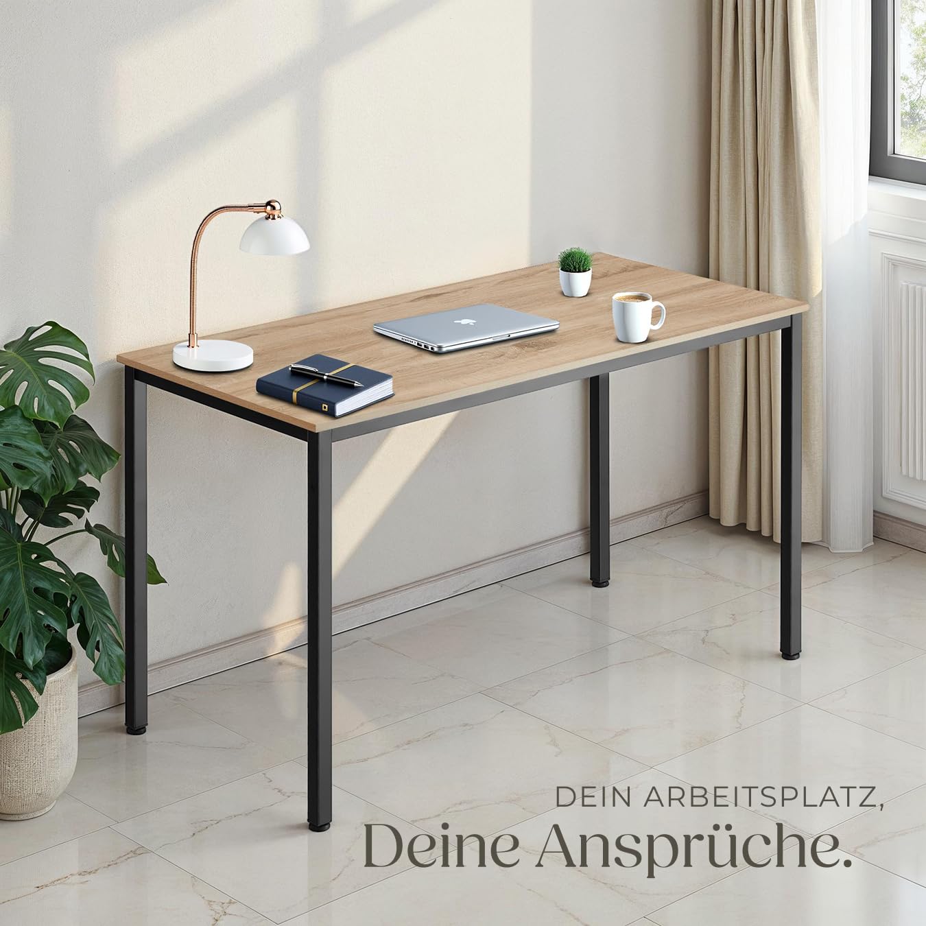 tectake® Industrial Schreibtisch, Tisch 120 x 60 x 75,5cm, Esstisch, Bürotisch, Computertisch, PC Tisch, Wohnzimmertisch, Gaming Desk, Möbel für Arbeitszimmer - Industrial Holz Hell, Eiche Sonoma