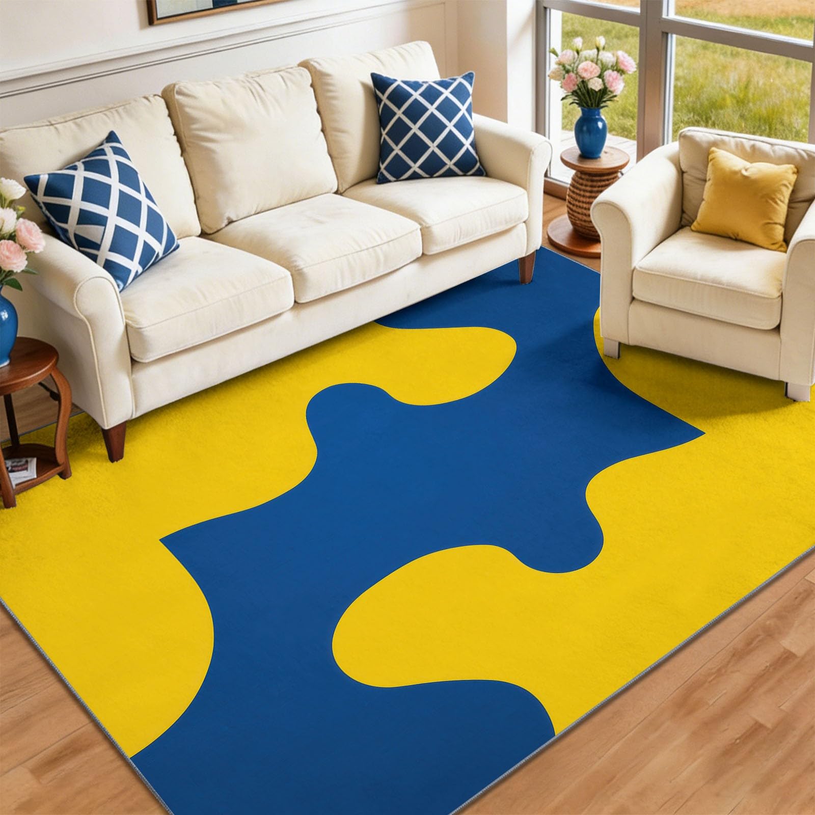 Tapis Pièces De Puzzle Abstraites Minimaliste Ludique