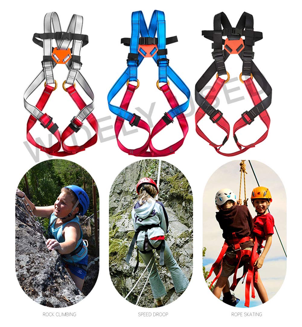 Arnés de Escalada para Niños, Cuerpo Completo Arneses de Seguridad Cómodo y Ajustable para (4-13 Años) Alpinismo Expedición Escalada en Roca, Equipos Anticaídas