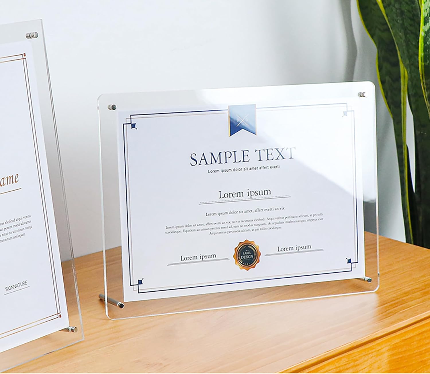 Acrylic Photo Frame, Set of 2, Photo Frame, Stand Type, Horizontal and Vertical Use, Transparent, Clear Tabletop Display Picture, L Edition, A4, a5, B5, Postcard, Stylish, Wedding Gift, Baby Shower, School Entrance Gift, Tabletop, Living Room, Gift, Interior, Simple (5R (5R (5 x 7 inches, Fillet)