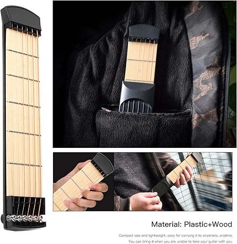 Miniatura 6 de Guitarra de bolsillo de 6 trastes, diseño para zurdos, guitarristas principiantes, herramienta de práctica de guitarra portátil para entrenamiento