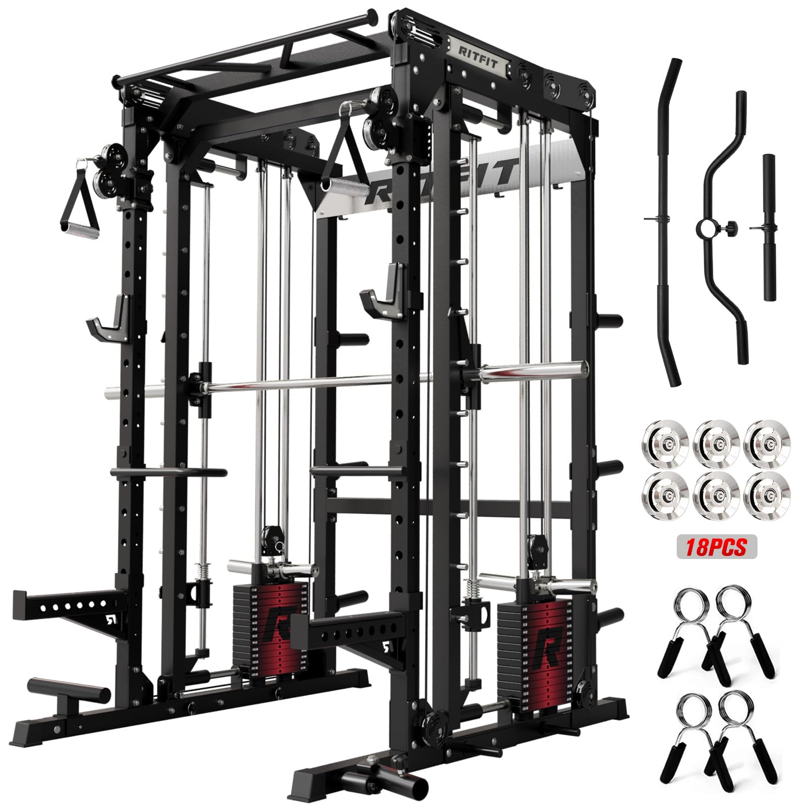 Photo 1 of ***INCOMPLETE*** RitFit M2 3D Smith Machine with Steel Weight Stack, 60x60mm Power Cage