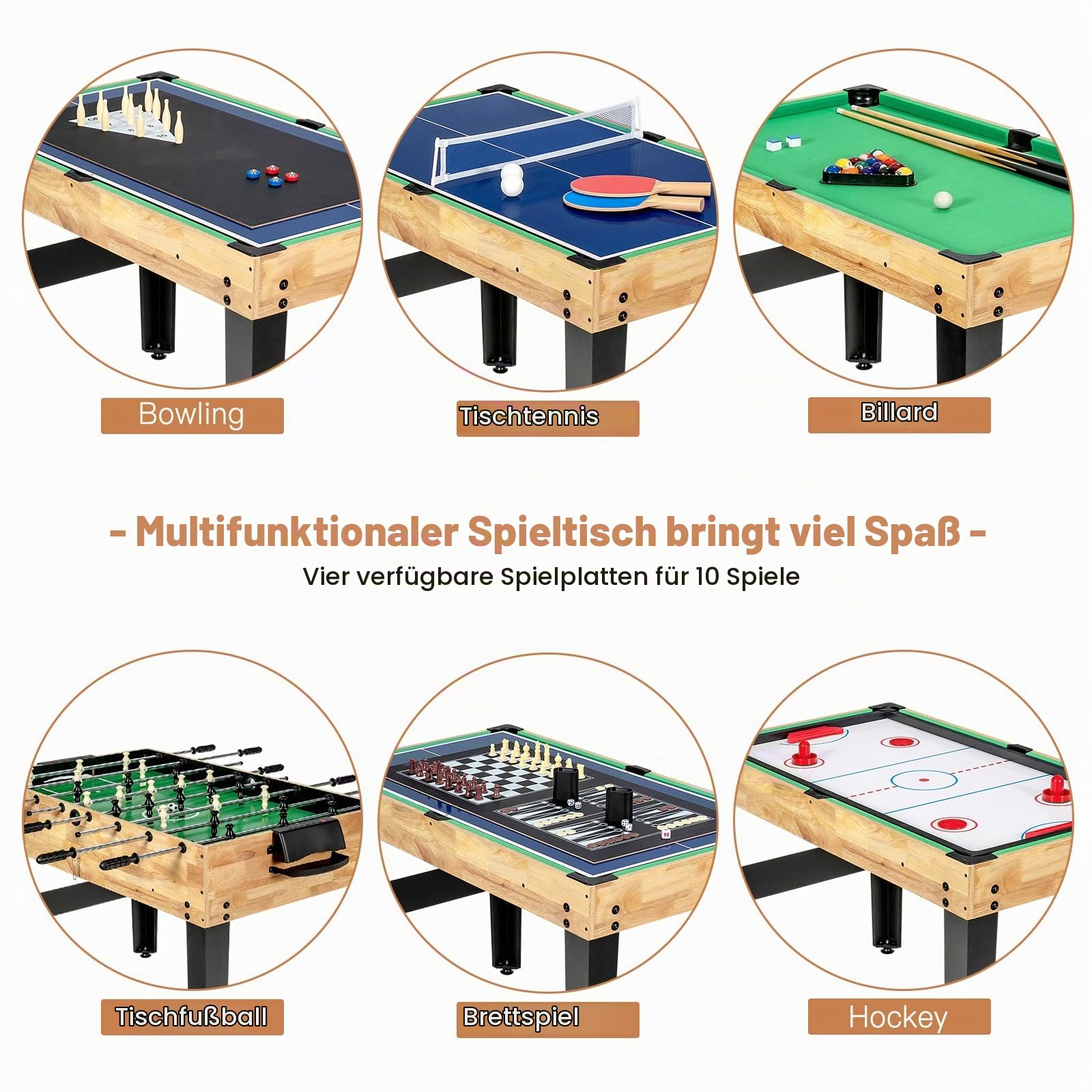 HOMASIS 10-in-1 Multifunktionstisch mit 10 Spielen für Kinder & Erwachsene