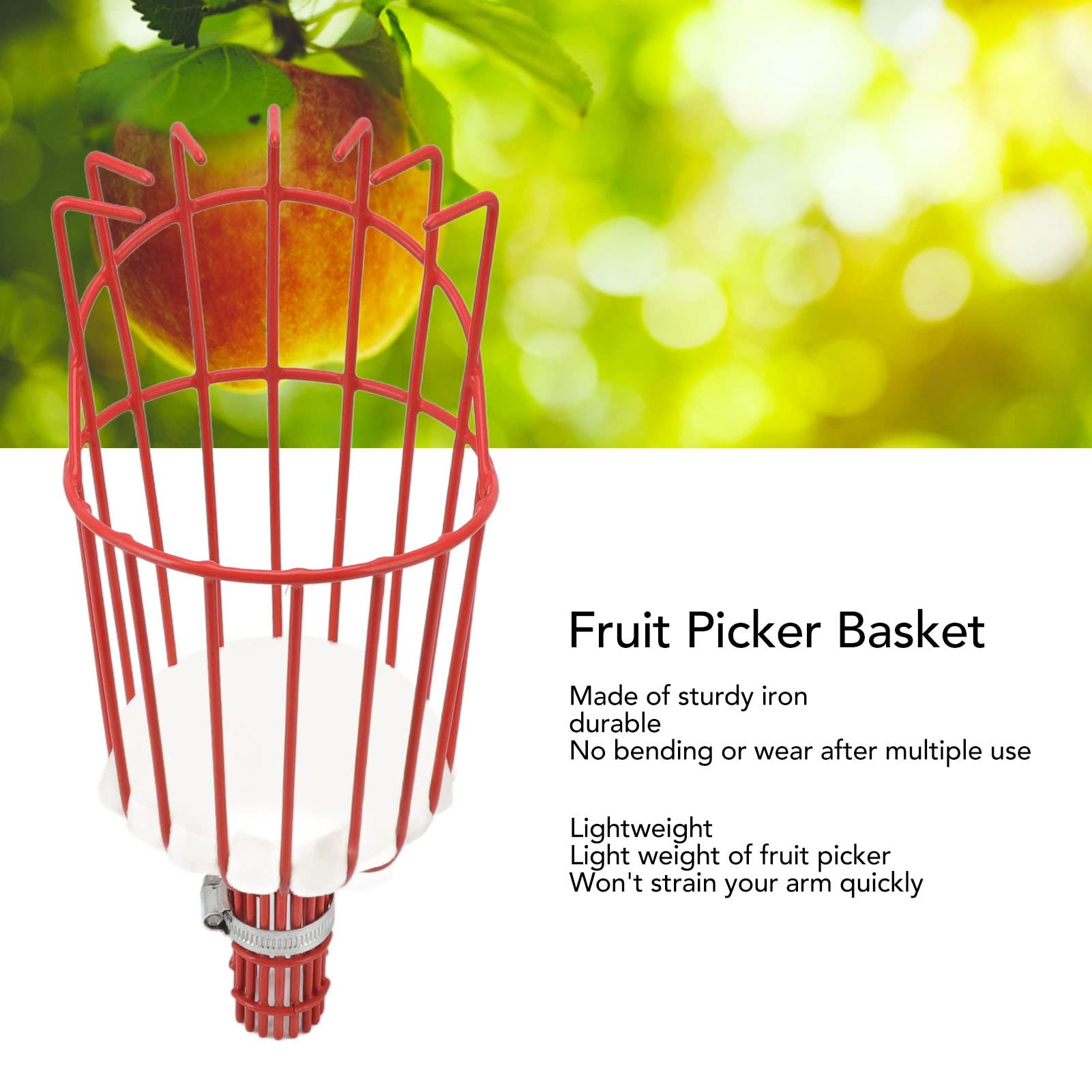 flexman Fruits Picking Basket, 33cm Iron Fruit Harvester Basket Fruits Picking Tool with Basket Telescoping Long Handle for Home Getting Fruits Lemons Guavas