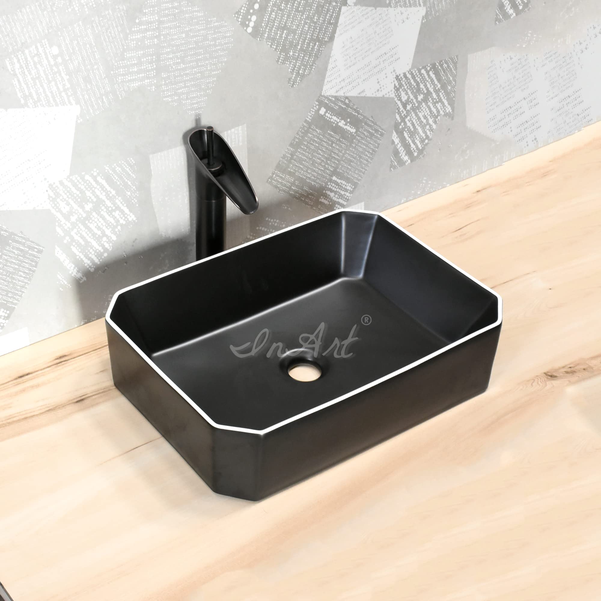 InArt Wash Basin Table Top Design Matt Black Color 50 x 37 CM Counter Basin (B0B31XBCMR) Amazon Price History, Amazon Price Tracker