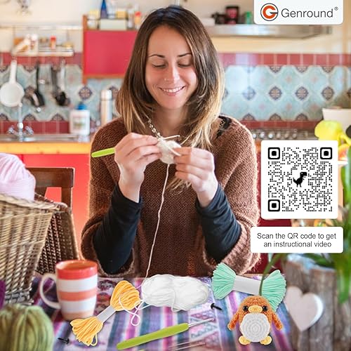 Miniatura 4 de Genround Kit de ganchillo para principiantes de 2 piezas con hilo artesanal, kit completo de ganchos de ganchillo para principiantes y adultos, kit