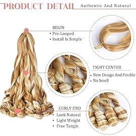 French Curly Braiding Hair 24 Inch P27/613 Soft Synthetic Braiding Hair Pre Stretched Loose Wave Bouncy Crochet Hair 75g/pack for Black Women Hair Extensions for Braids (24inch,2packs,P27/613)