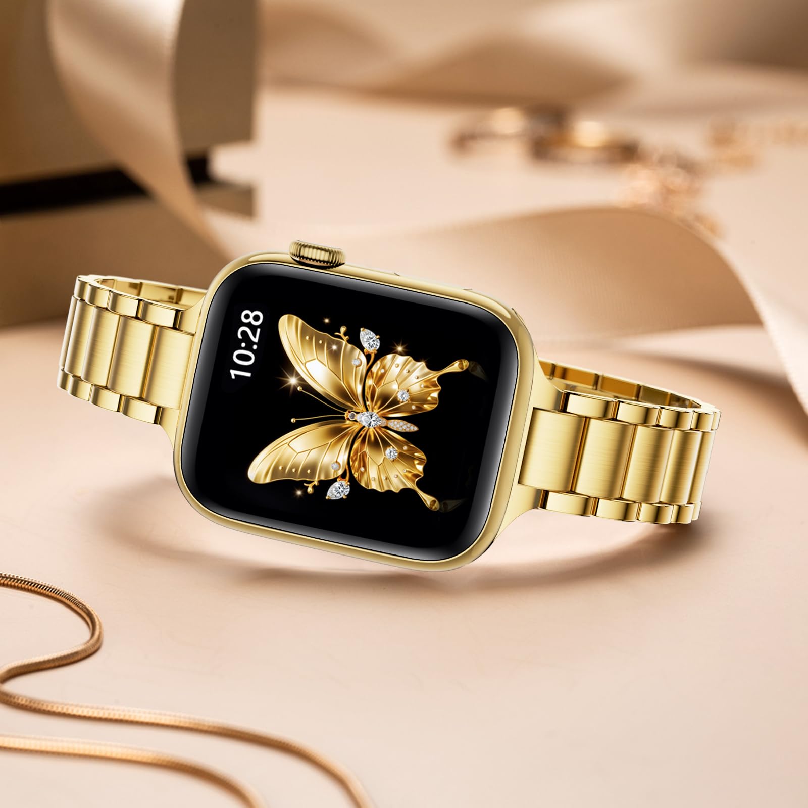 WFEAGL Slim Straps Compatible with Apple Watch Straps 40mm 38mm 41mm 42mm(Series 11 10),Slim Stainless Steel Replacement Strap Compatible iWatch SE/Ultra/iWatch Series 11 10 9 8 7 6 5 4 3 2 1,Gold - Image 2