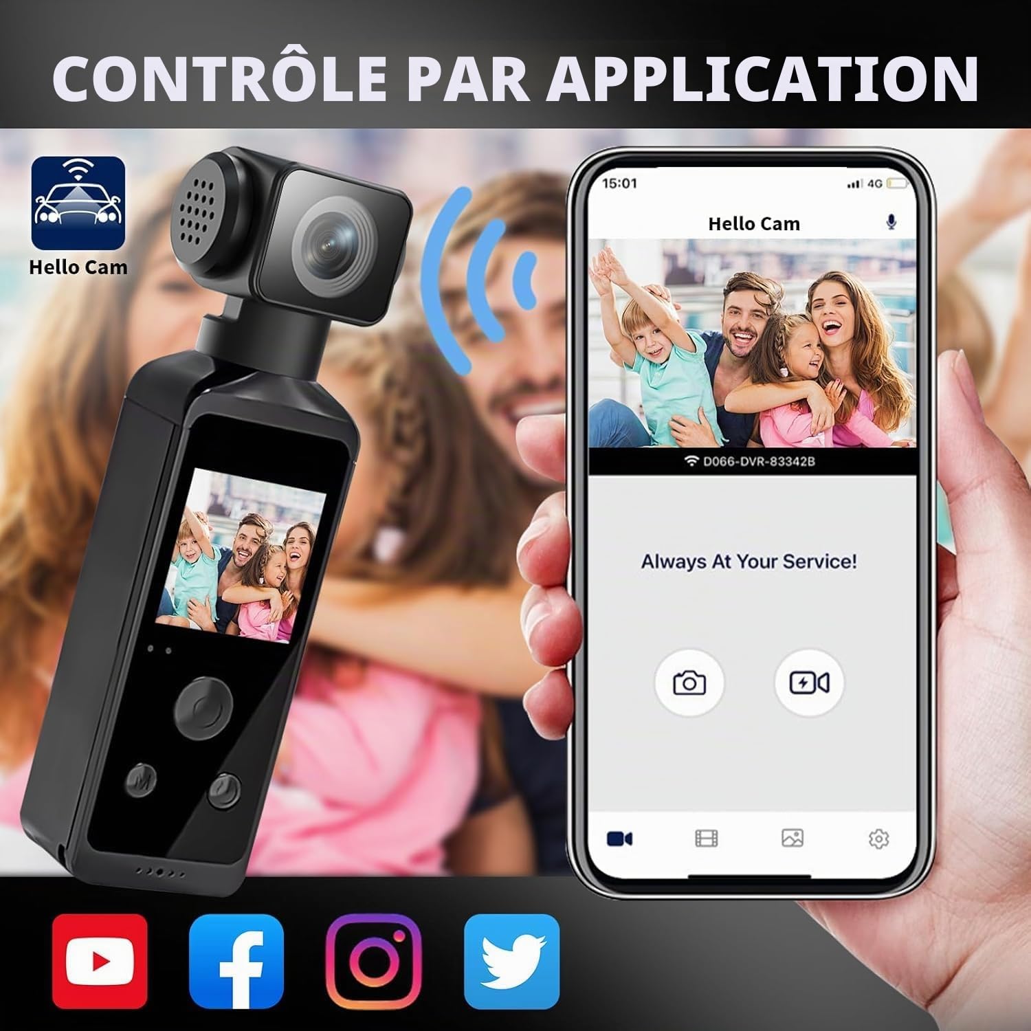 Caméra corporelle HD 5K avec Audio et vidéo, caméra d'action Sport avec Objectif Rotatif à 270°, caméra de vlogging pour Voyage, Sport en Plein air, Cyclisme, Clip et Carte TF 64 Go Incluse