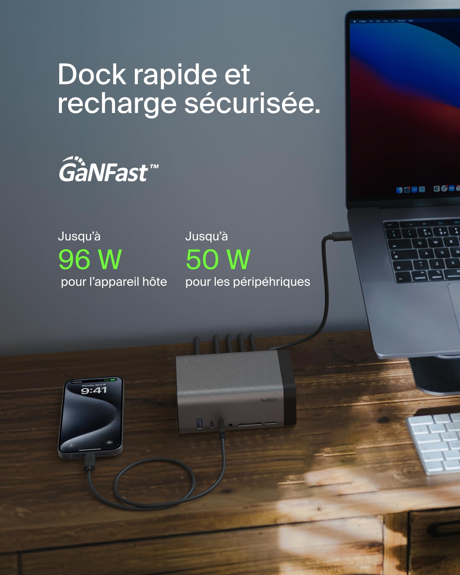 Belkin Hub GaN USB-C 11-en-1 Dock Pro (150 W, Station d'accueil multiport avec Port USB-C, USB-A, Ethernet, SD, Micro SD, 3,5 mm, HDMI 4K, pour Affichage Triple, Compatible avec MacBook Pro, etc.)