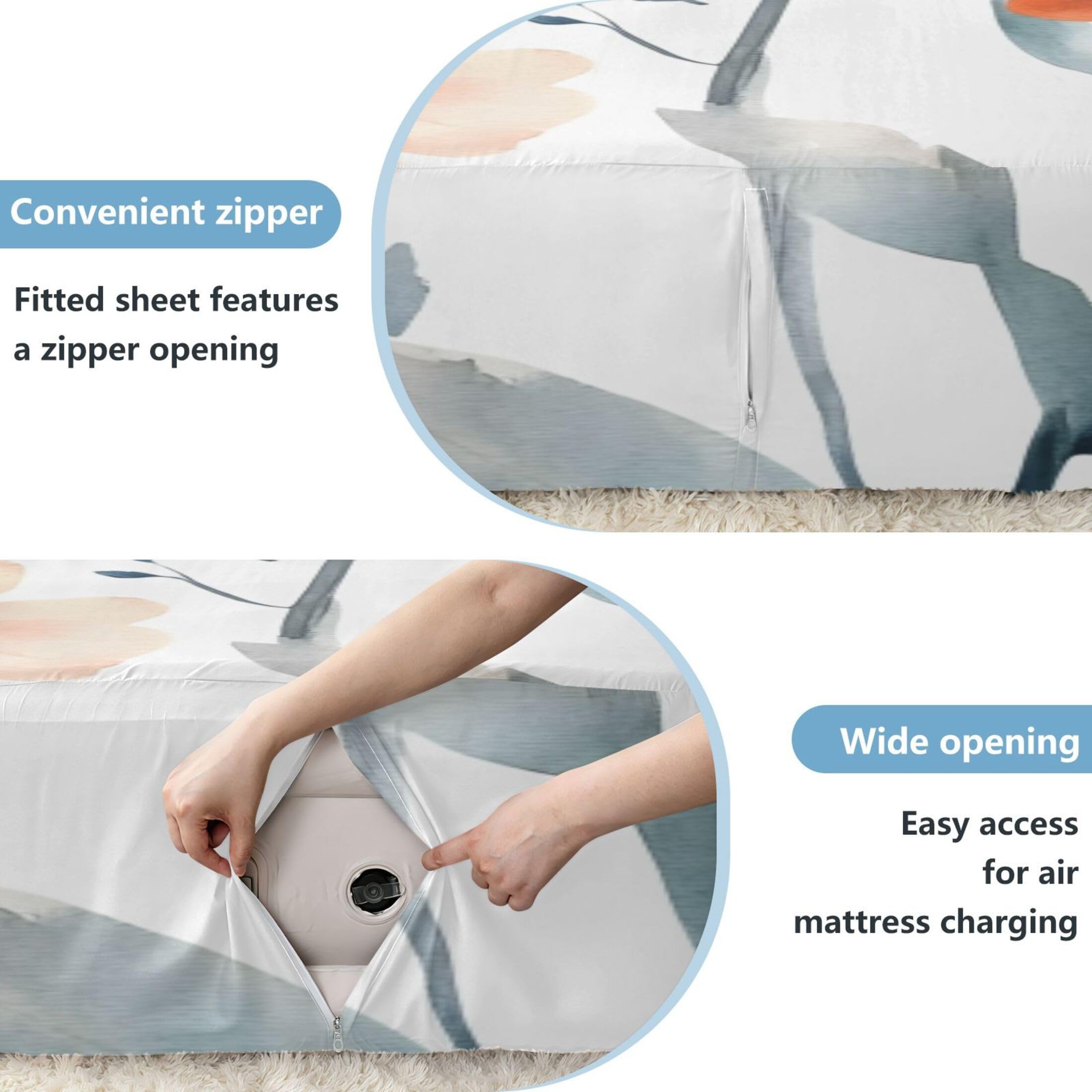 Sábana bajera ajustable tamaño individual con diseño de mariposa de acuarela para colchón de aire, bolsillo extra profundo de 24 pulgadas, funda suave y transpirable con apertura de válvula