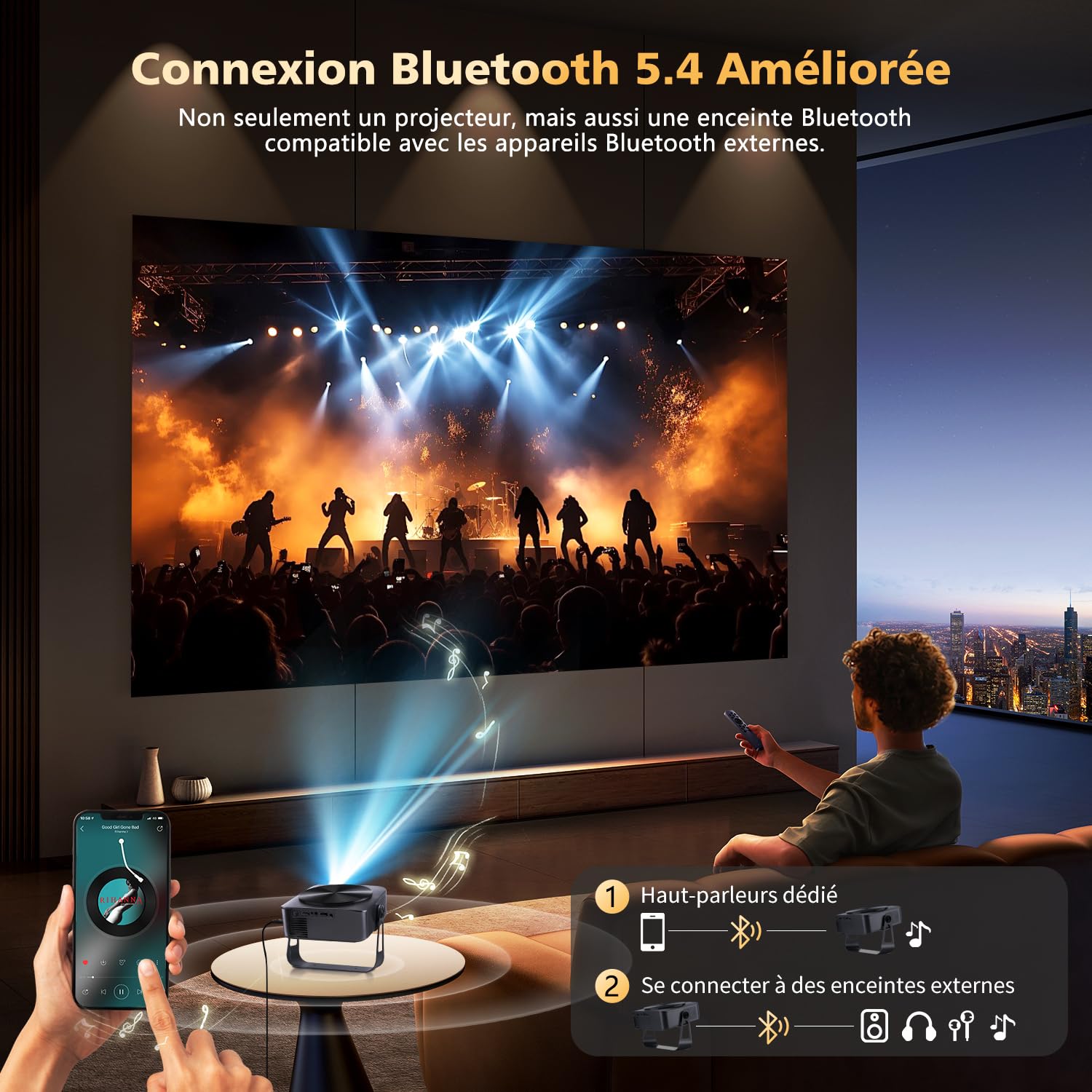 Netflix Certifié Videoprojecteur 4K VGKE, 28000 Lumens Rétroprojecteur 4K, Natif 1080P Full HD, Auto Focus & Auto Keystone, WiFi 6, Bluetoooth 5.4, Projecteur Video pour Smartphone/PC/Home