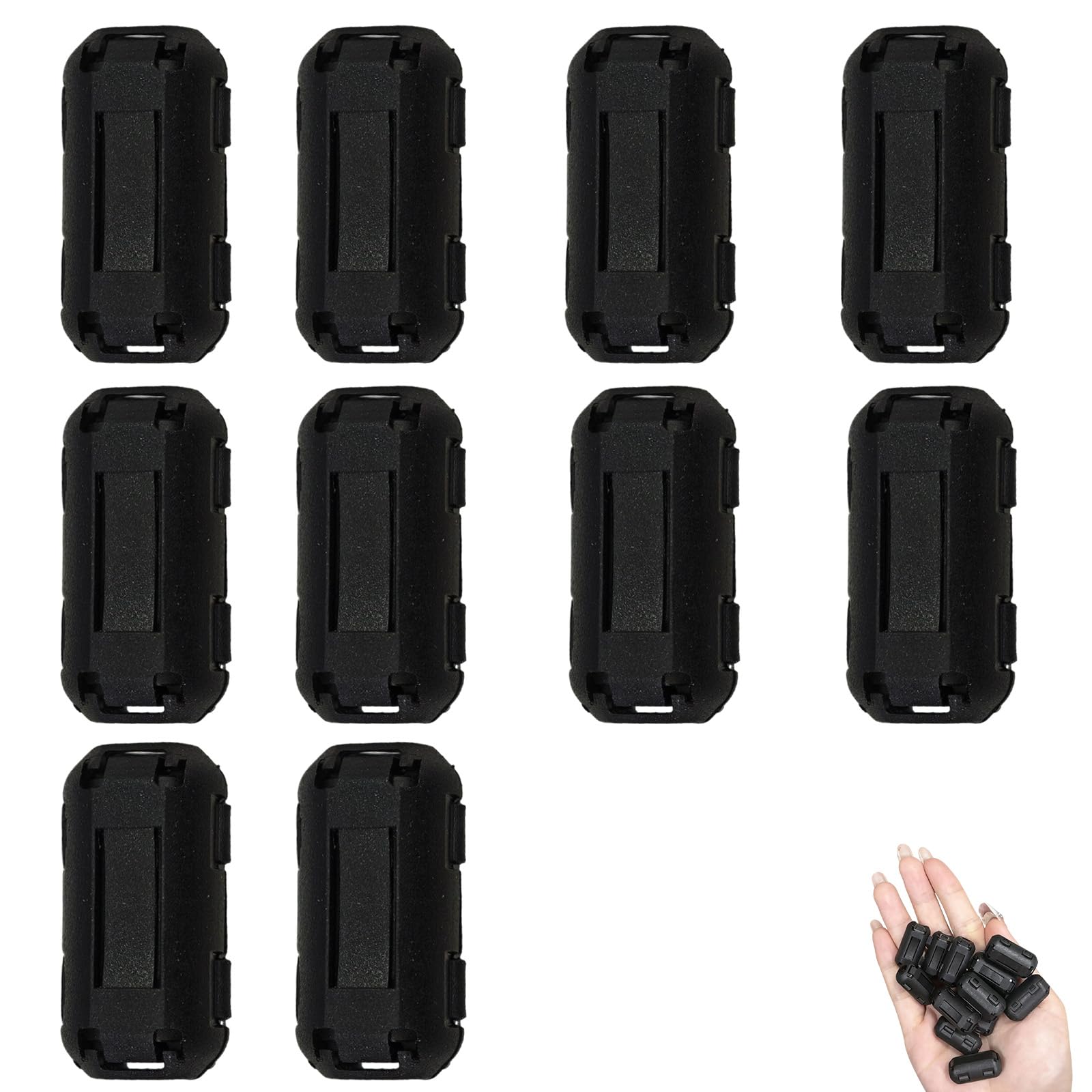 Núcleo de Anillo de Ferrita Negro, 10 Piezas, Clip de Cable Supresor de Ruido para USB, Vídeo