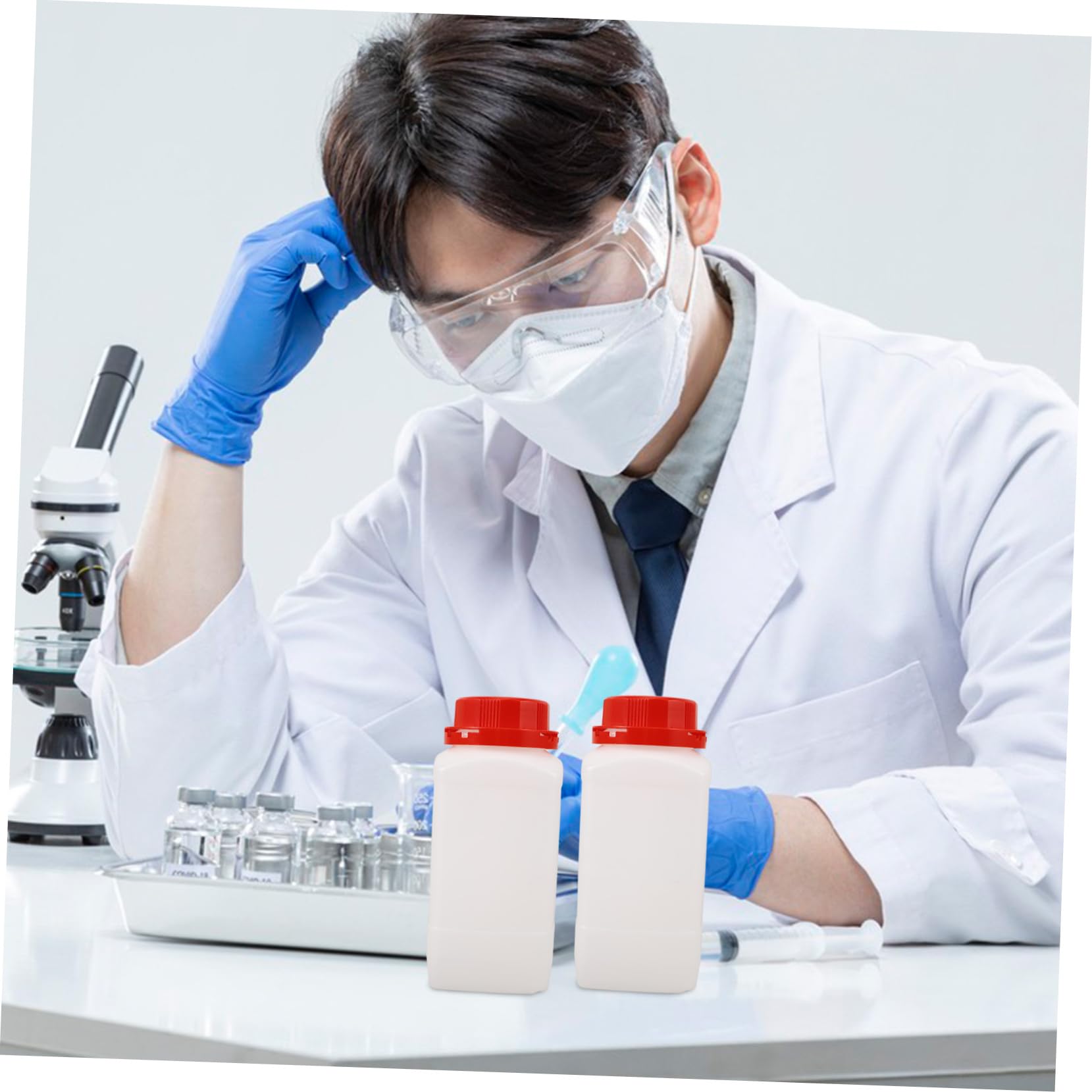 FUNOMOCYA 2 Pack 1000ml Empty Liquid Medicine Bottle Plastic Bottle Secure Seal Sample Storage Container