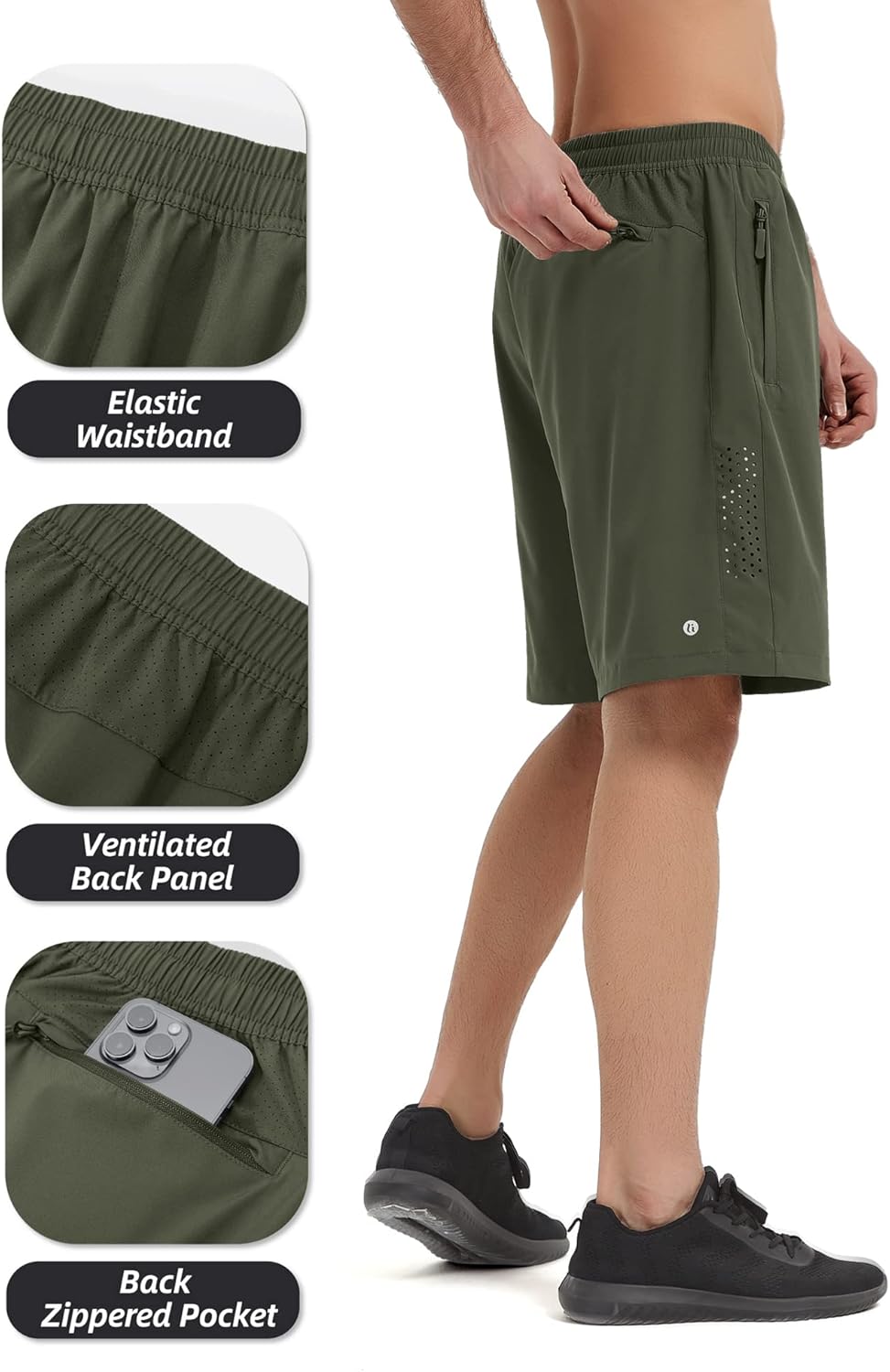 Miniatura 4 de Pantalones cortos deportivos para hombre, para correr, gimnasio, senderismo, pantalones cortos de entrenamiento para hombre de 7 pulgadas, cómodos,