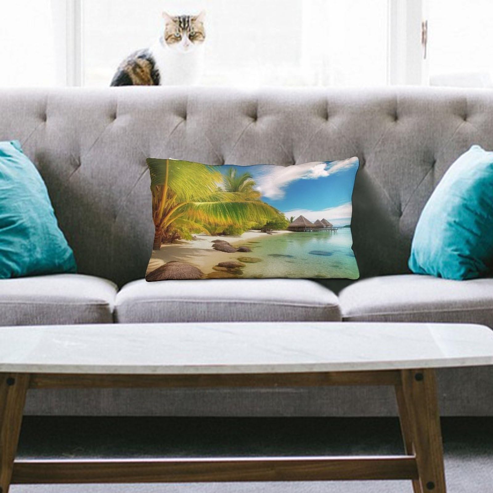 NTVOWPZO Decoration Throw Pillow Covers 8"x12" Pillowcases Covers Tropical Beach Scenery Soft Pillowcases Modern Farmhouse Home Decor Sofa Cushions Covers for Couch Bed Living Room