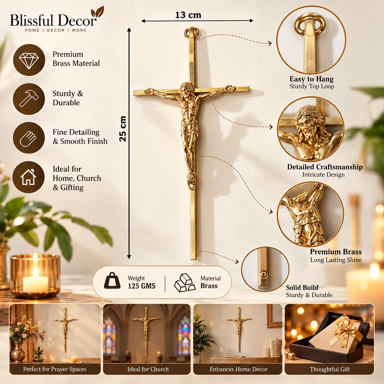 Pure Brass Jesus Cross Jesus Christ Wall Decor Crucifix Cross Wall
