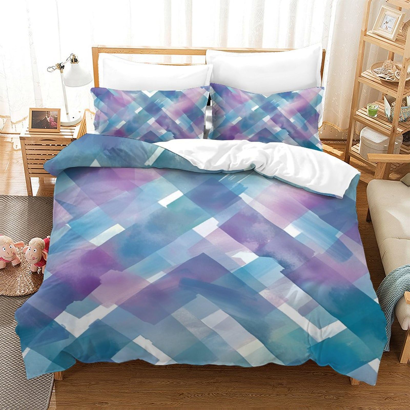 Housse de couette ado fille et garçon au motif géométrique pour une chambre moderne